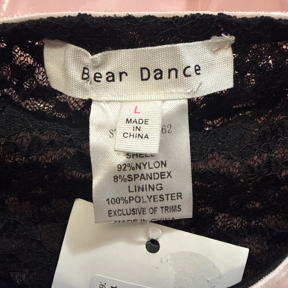 Women's Bear Dance Black Lace Crop Top L with pink Trim - Picture 2 of 2